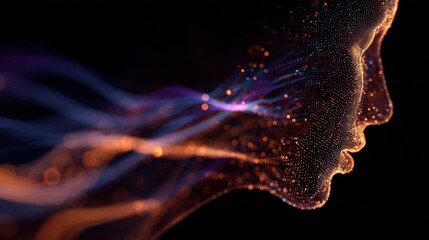 Gradient waves in motion highlighting digital engineering. Revenue graphs. Enhanced waves of light with silver and purple highlights. Revenue trends. Financial report.