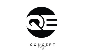 QE Creative Negative Space Circle Monogram Logo Design