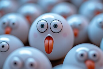 Goofy faces with tongues out and crossed eyes creating a playful atmosphere