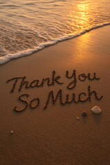 Fototapeta premium thank you so much written on sea beach