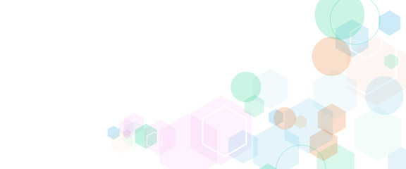 Geometric abstract background with colorful hexagons and circle. Vector hexagons pattern.