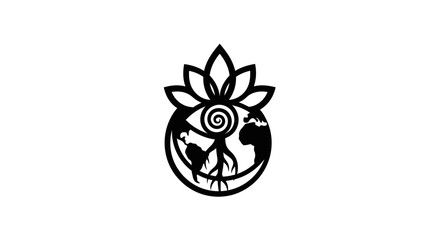 Mystical Symbol of Earth Consciousness with Lotus and Tree of Life.