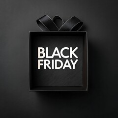 Black Friday Gift Box: Elegant Dark Theme Promo Image With Ribbon, Stars, and Gift


