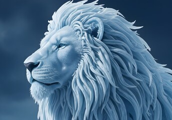 Majestic Lion Ice Sculpture with Detailed Mane
