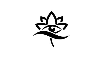 Minimalist Spiritual Lotus Flower and All Seeing Eye Symbol.