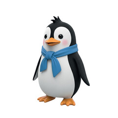 Obraz premium Cute cartoon penguin wearing a blue scarf 1.