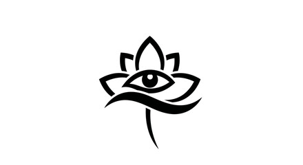 Mystical Lotus Flower with All Seeing Third Eye Symbol.