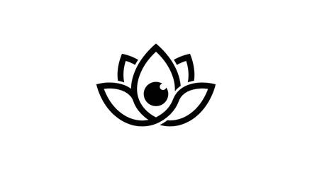 Modern minimalist line art logo of a lotus flower with an eye.