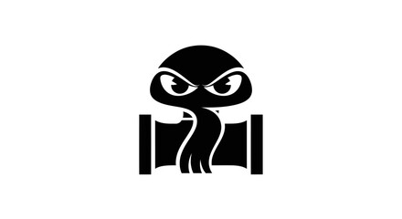 Mysterious Black Octopus Tentacles Emerging from Pipe Logo Design.