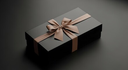 Elegant Dark Gift Box with Ribbon.