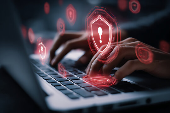 Protecting valuable data with advanced cybersecurity solutions on a laptop, ensuring online safety with cutting-edge technology and data encryption features