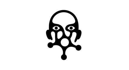 Abstract monochrome graphic of a surreal melting face symbol.