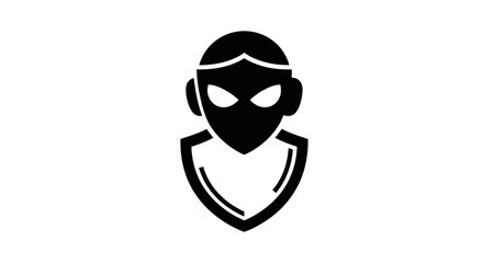 Anonymous Hacker Security Shield Glyph Icon.