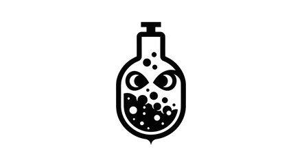 Evil Monster Potion Bottle with Angry Eyes Icon.