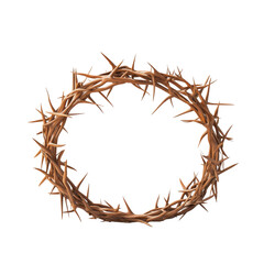 Fototapeta premium Circular crown made of intertwining thorns, symbolizing sacrifice and suffering, perfect for religious themes and Easter celebrations in visual storytelling.