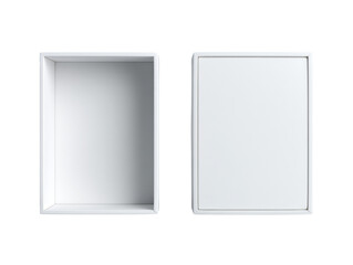 Clean minimalistic mockup featuring open and closed white rectangular boxes for showcasing product