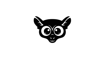Stylized black and white icon of a tarsier head.