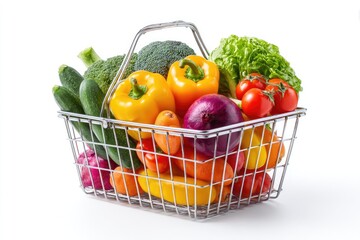 Fresh vegetables in a metal shopping basket (1)