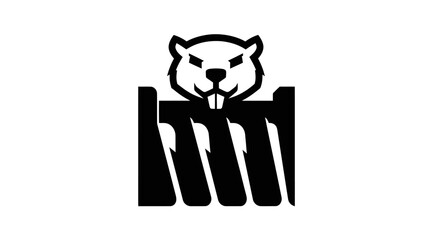 Bold black and white beaver head logo icon.