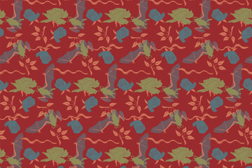 Botanical Halloween Seamless Pattern elegant botanical gothic orchid  style seamless pattern perfect for gothic Halloween fabric, stationery, wallpapers