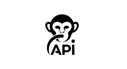 Creative monkey head logo design with API text symbol.
