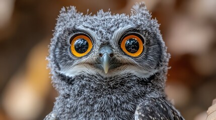 Baby owl spreading wings mid-flap on transparent background