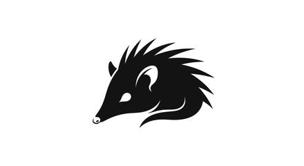 Minimalist black hedgehog head silhouette vector logo.