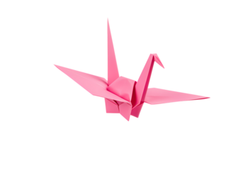 Pink Origami Crane: Elegant Paper Bird Art