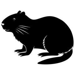 Beaver vector silhouette on white background