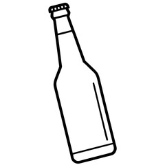 Line Art of  Beer bottle on white background
