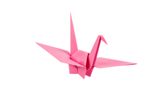 Pink Origami Crane: Elegant Paper Bird Art - Powered by Adobe