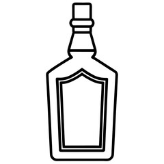Line Art of  Whiskey bottle on white background