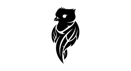 Stylized black tribal owl vector illustration.