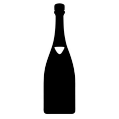 Silhouette Champagne bottle on white background