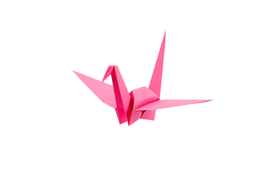 Pink Origami Crane: Japanese Paper Art, Elegant Bird Design