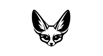 Fototapeta premium Minimalist black and white fennec fox head vector logo.