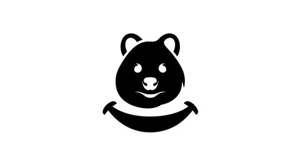 Simple black smiling bear head logo icon design.