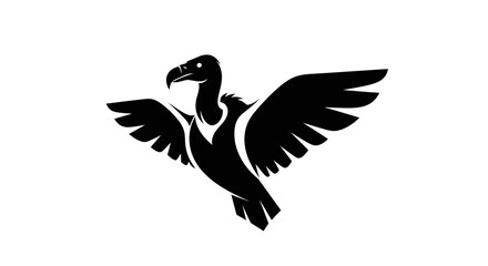 Stylized black vulture silhouette with wings spread wide.