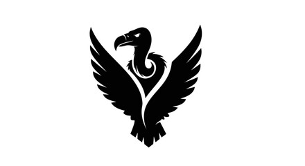 Stylized black vulture bird with open wings logo icon.