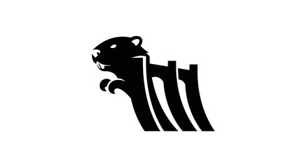Stylized black beaver silhouette logo design icon.