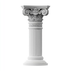 Obraz premium Ornate classical column, light gray, isolated