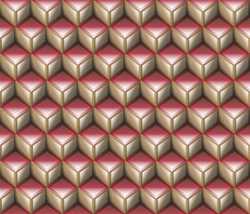 Brown red geometrical cubes seamless pattern