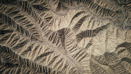 The aerial view of the Ak Say Canyon in Kyrgyzstan