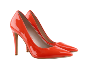 Elegant red high heels for women fashion showcase isolated on transparent background, png