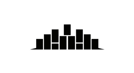Abstract cityscape silhouette with varying building heights.
