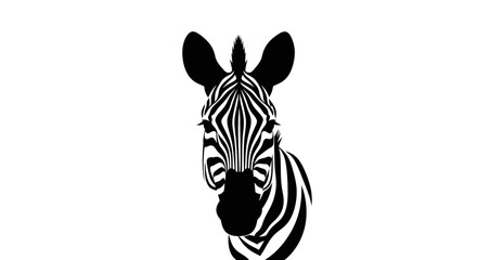 Striking black and white zebra head illustration minimalist design.