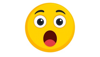 Surprised yellow emoji face with wide eyes and open mouth. Emoticon expressing shock, astonishment, or awe. Cartoon vector illustration.