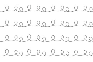 Obraz premium A simple pattern of four horizontal lines with repeating loop shapes against a white background space