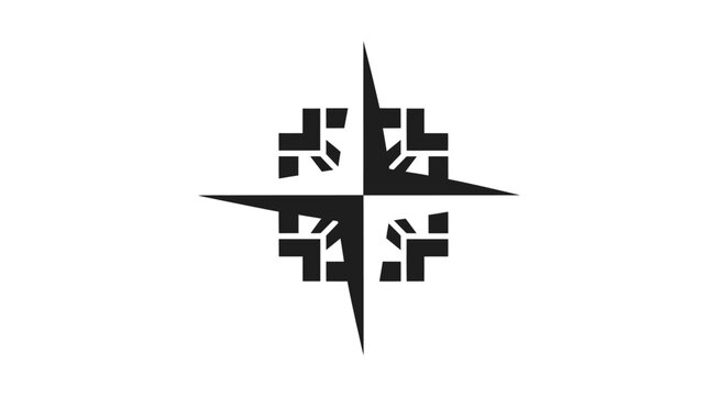 Abstract geometric compass rose star symbol for navigation.