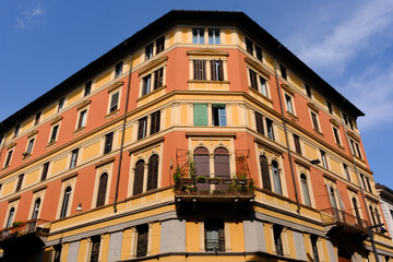 Naklejka premium Residential building along via Paolo Sarpi in Milan, Italy